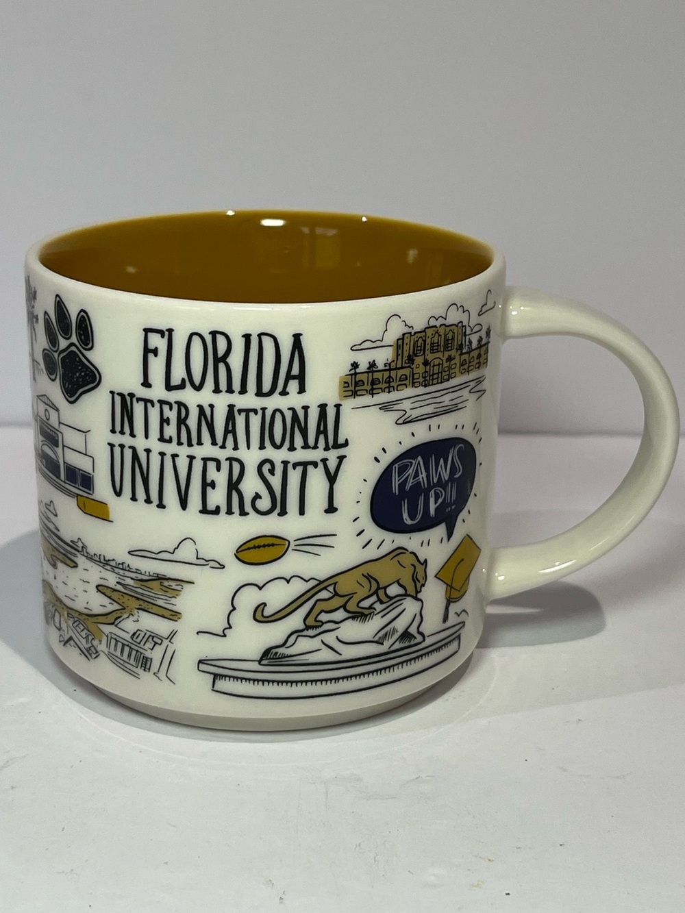 Starbucks Florida International University Cream Mug with Gold Interior
